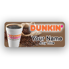 Dunkin Coffee Cup and Beans Badge