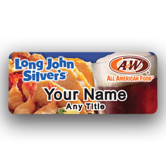 Long John Silvers Variety Platter and Root Beer Badge